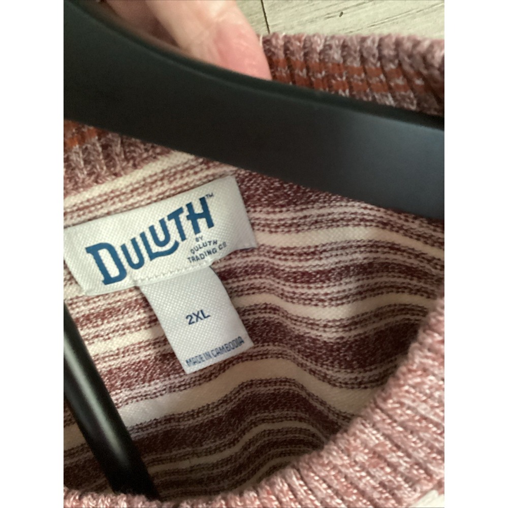 DULUTH TRADING CO MENS PINK AND WHITE SWEATER  2XL PREOWNED - Picture 2 of 7